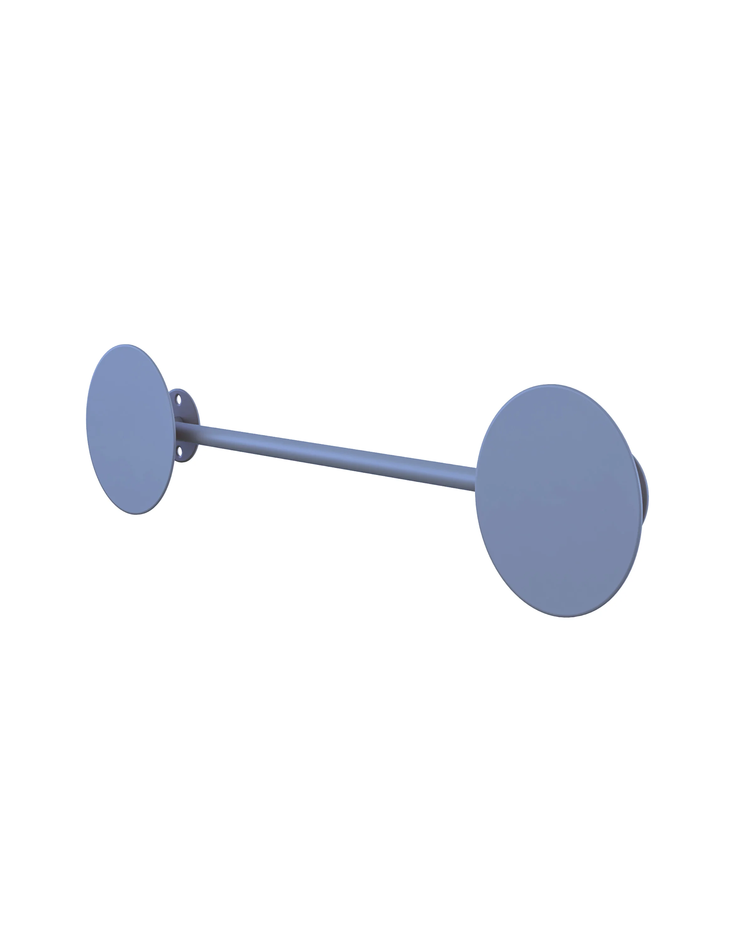 A dark blue metal wall hanger (RAL 5000). The hanger has a classic, simple form with two round mounts adjacent to the wall, connected with a simple rod. 