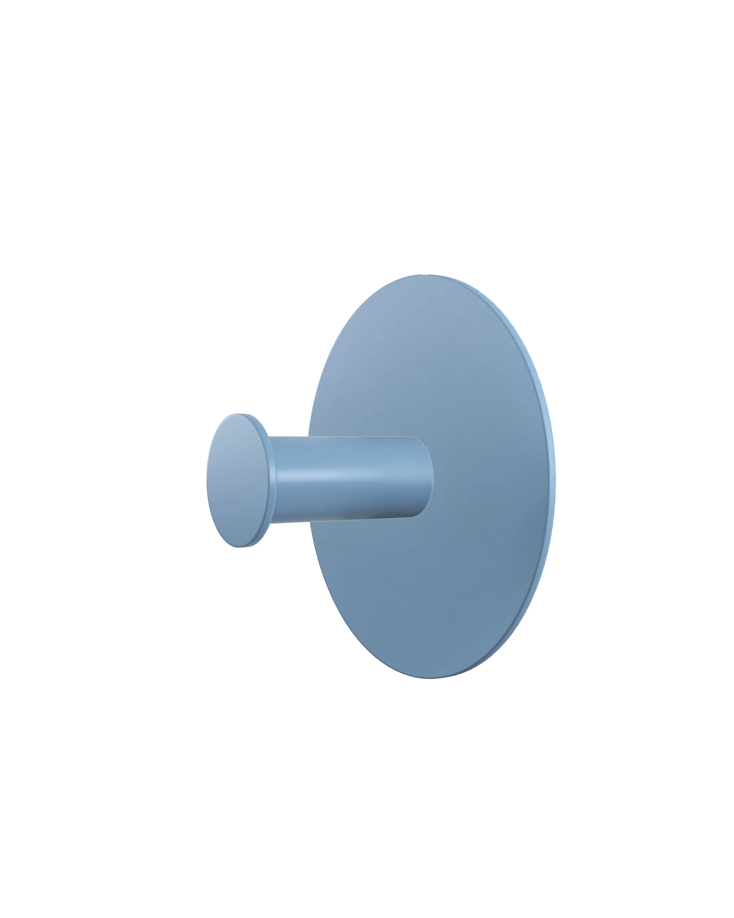 Wall hook with a round light blue base and a cylindrical hook in the same blue color. Uniform design on a white background.