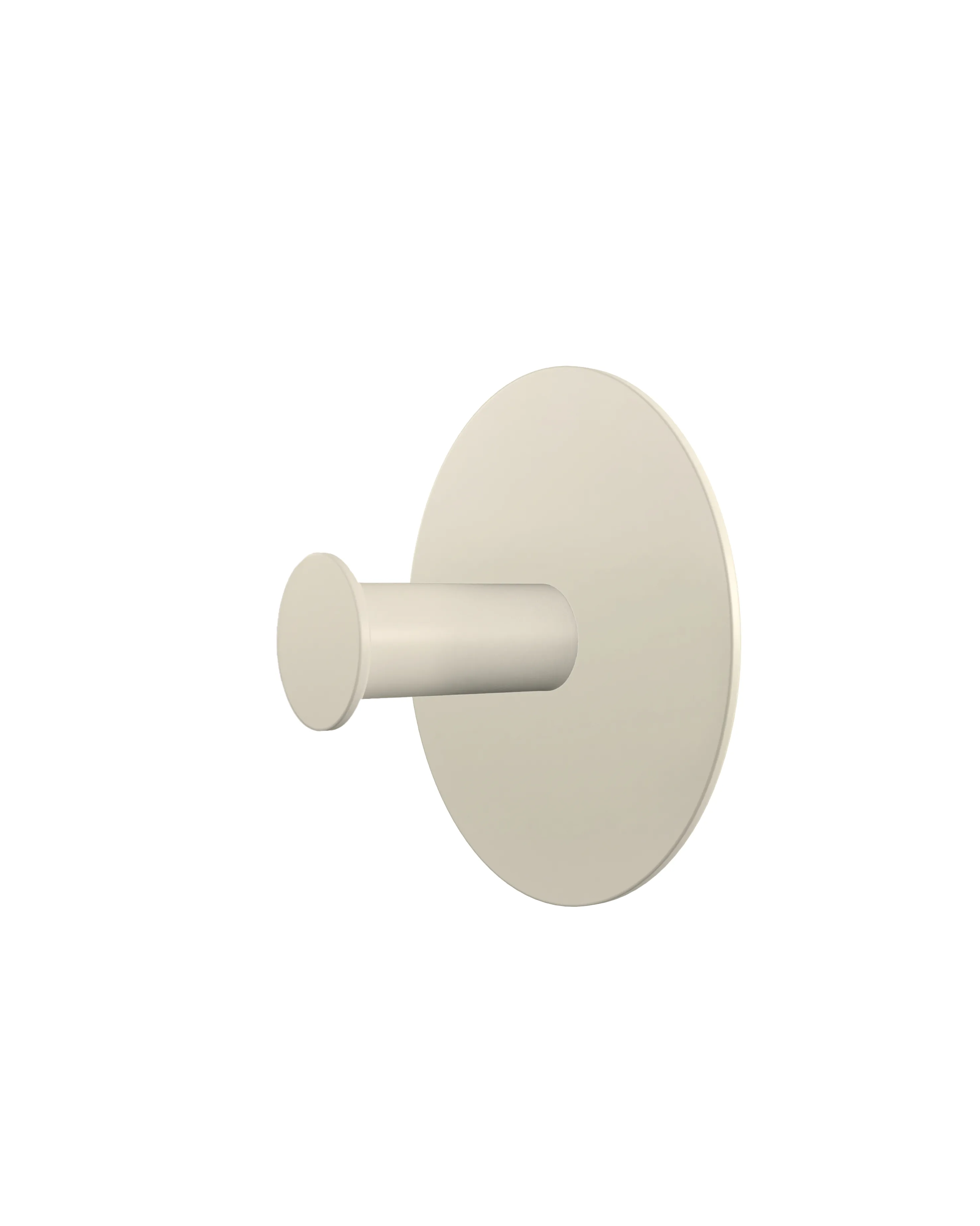 Wall hook with a round cream base and a cream-colored cylindrical hook. Product shown on a white background.