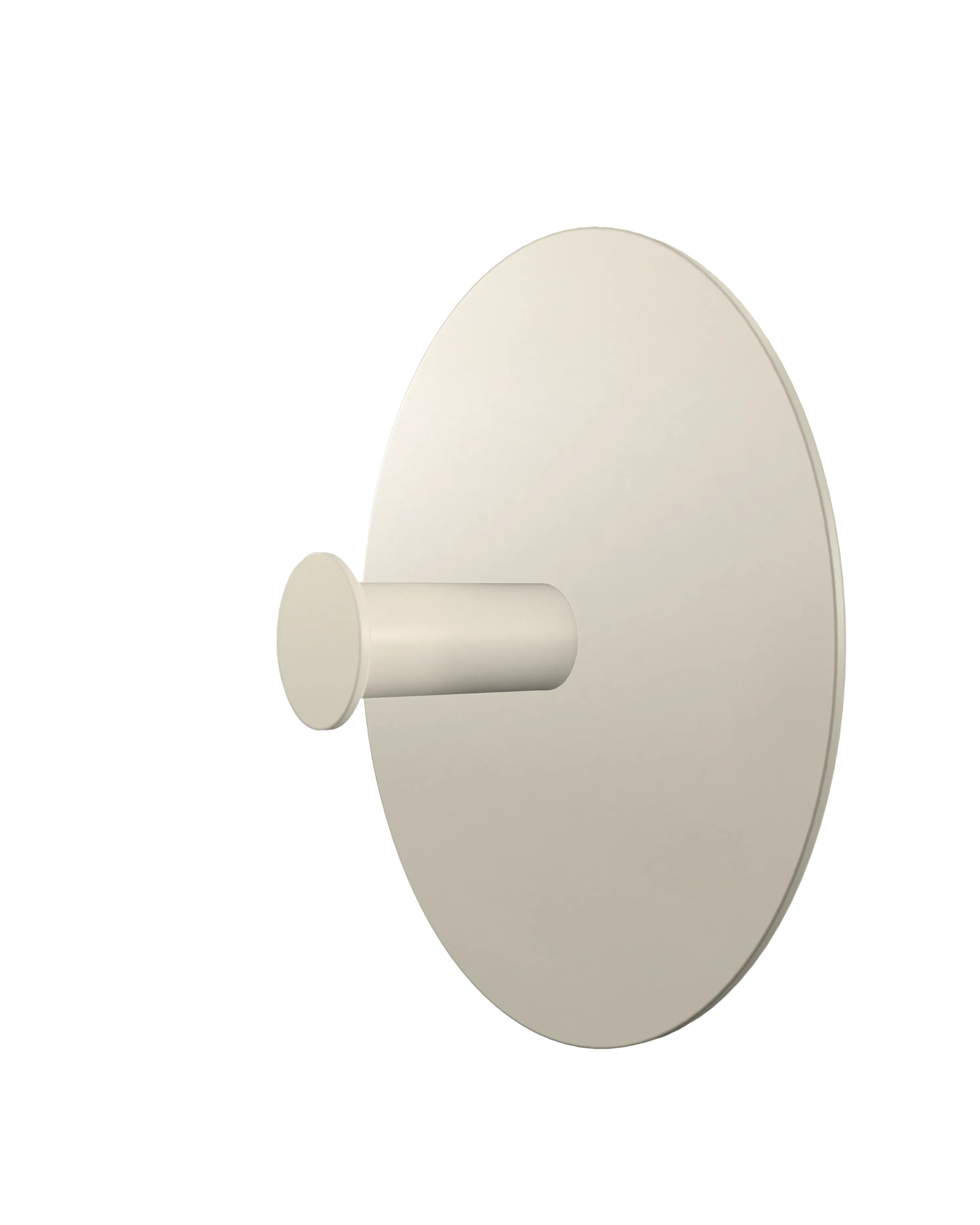 Wall hook with a round cream base and a cream-colored cylindrical hook. Product shown on a white background.